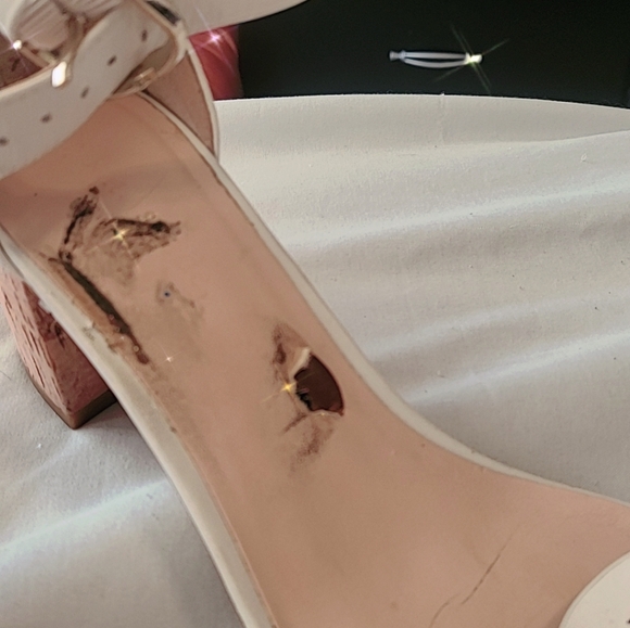 Kate spade willow white cork leather sandals block heels - Picture 3 of 5